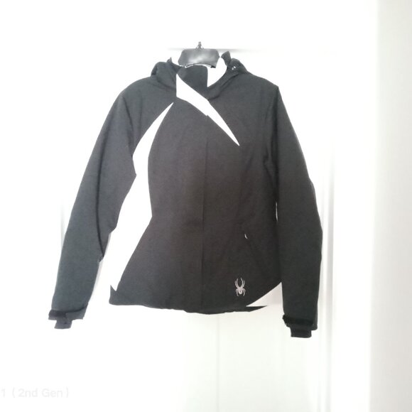 Ladies Spyder Ski Jacket Size 10 Black and White - Picture 2 of 11